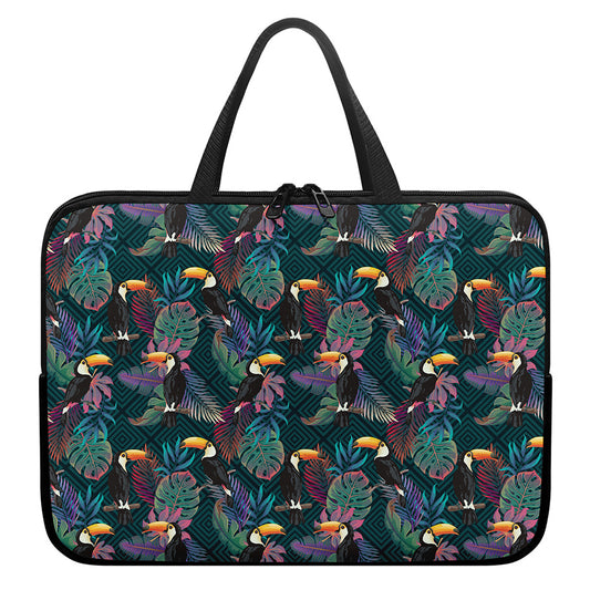 Exotic Tropical Toucan Pattern Print Laptop Sleeve With Handle
