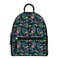 Exotic Tropical Toucan Pattern Print Leather Backpack