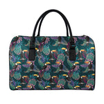 Exotic Tropical Toucan Pattern Print Leather Duffle Bag