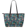 Exotic Tropical Toucan Pattern Print Leather Tote Bag