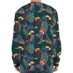 Exotic Tropical Toucan Pattern Print Long Sleeve Baseball Jersey