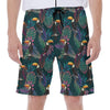 Exotic Tropical Toucan Pattern Print Men's Beach Shorts