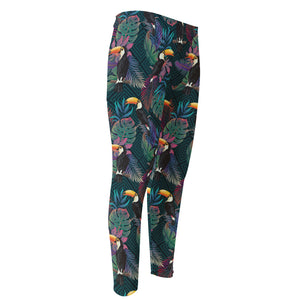 Exotic Tropical Toucan Pattern Print Men's Compression Pants