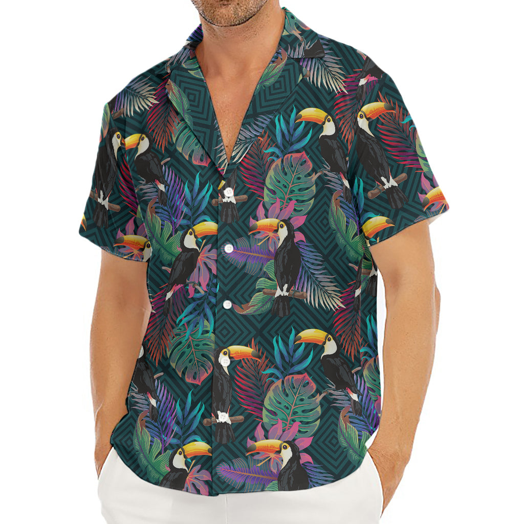 Exotic Tropical Toucan Pattern Print Men's Deep V-Neck Shirt