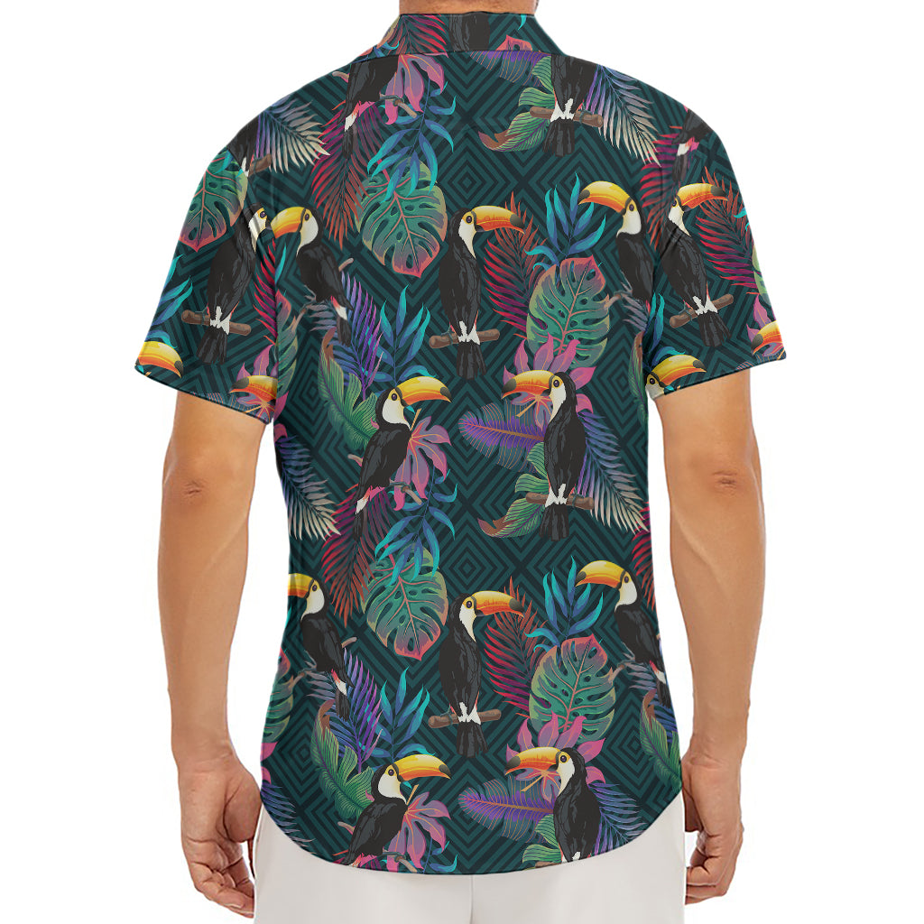 Exotic Tropical Toucan Pattern Print Men's Deep V-Neck Shirt