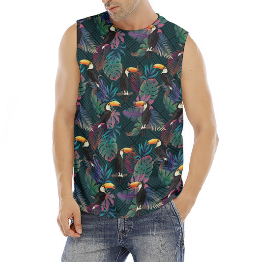 Exotic Tropical Toucan Pattern Print Men's Fitness Tank Top