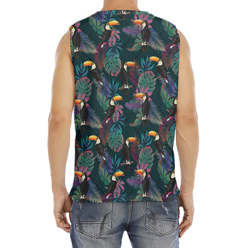 Exotic Tropical Toucan Pattern Print Men's Fitness Tank Top