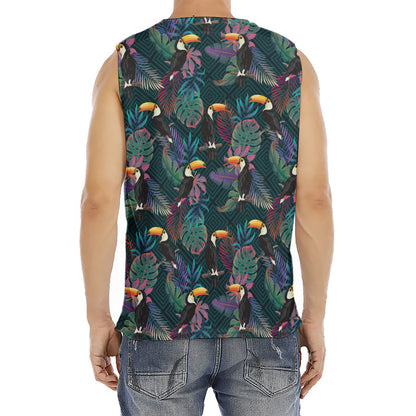 Exotic Tropical Toucan Pattern Print Men's Fitness Tank Top