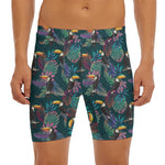 Exotic Tropical Toucan Pattern Print Men's Long Boxer Briefs