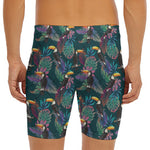 Exotic Tropical Toucan Pattern Print Men's Long Boxer Briefs