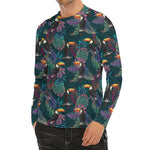 Exotic Tropical Toucan Pattern Print Men's Long Sleeve Rash Guard