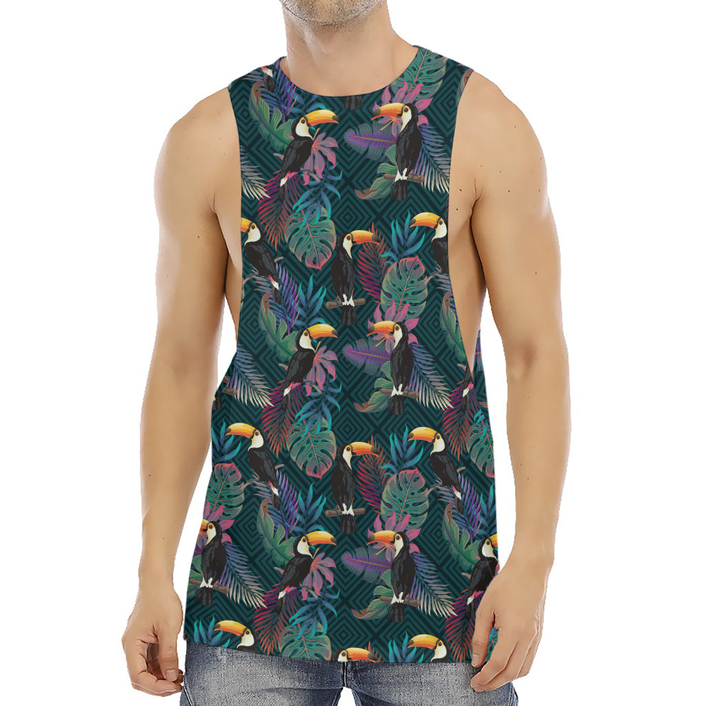 Exotic Tropical Toucan Pattern Print Men's Muscle Tank Top