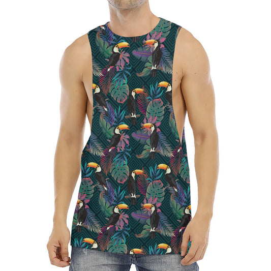 Exotic Tropical Toucan Pattern Print Men's Muscle Tank Top
