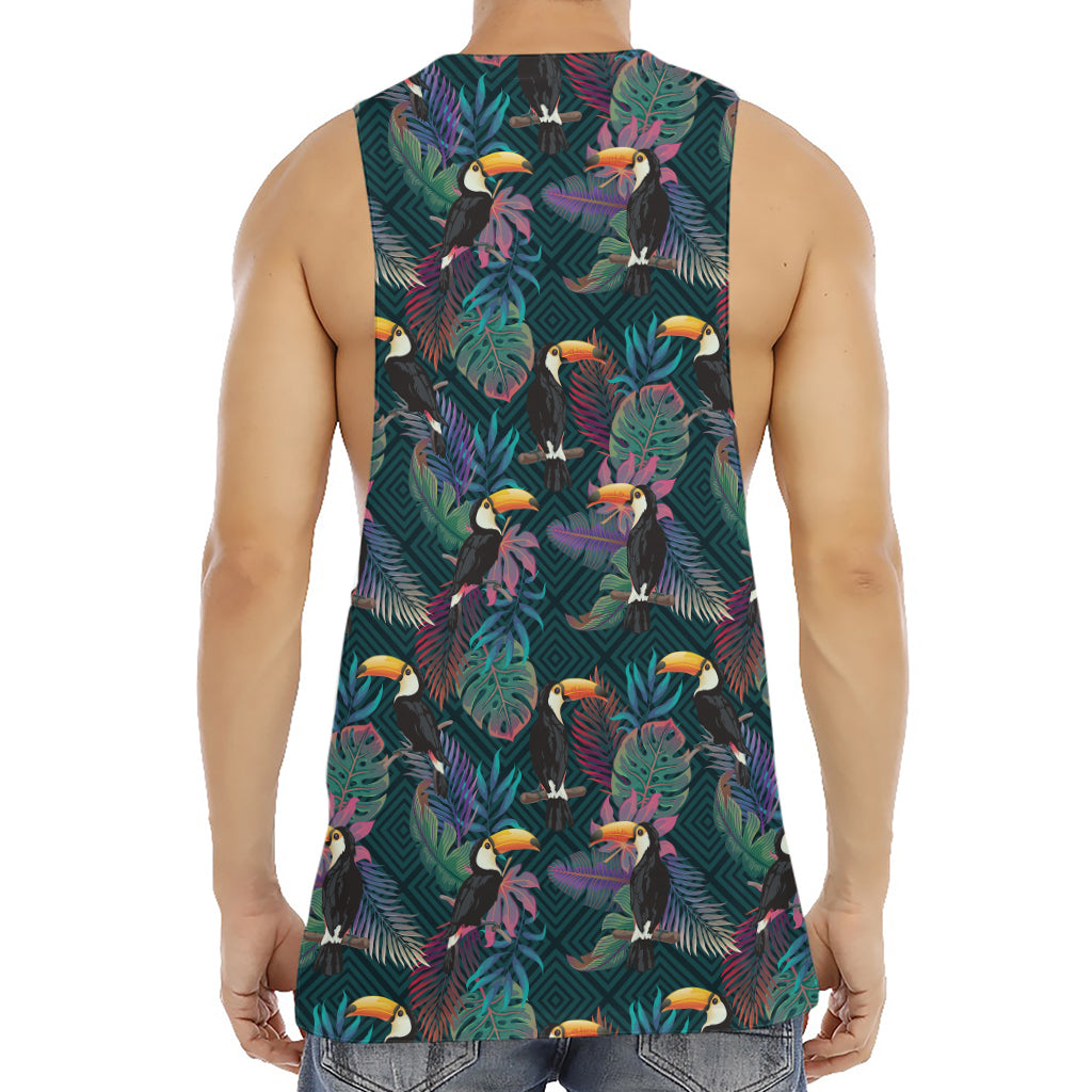 Exotic Tropical Toucan Pattern Print Men's Muscle Tank Top