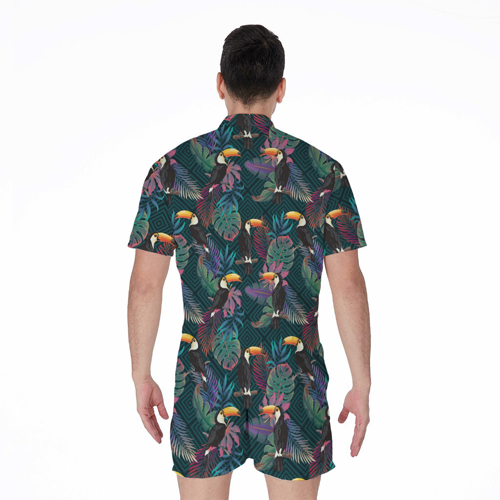 Exotic Tropical Toucan Pattern Print Men's Rompers