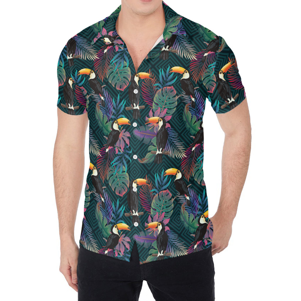 Exotic Tropical Toucan Pattern Print Men's Shirt