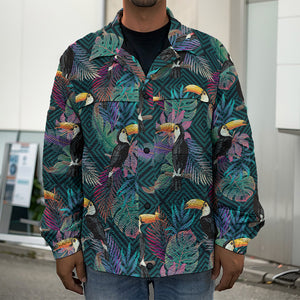 Exotic Tropical Toucan Pattern Print Men's Shirt Jacket