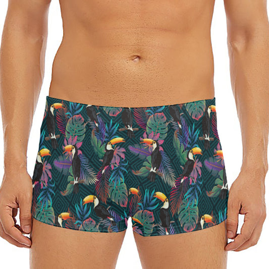 Exotic Tropical Toucan Pattern Print Men's Short Boxer Briefs