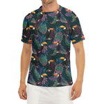 Exotic Tropical Toucan Pattern Print Men's Short Sleeve Rash Guard