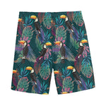 Exotic Tropical Toucan Pattern Print Men's Sports Shorts