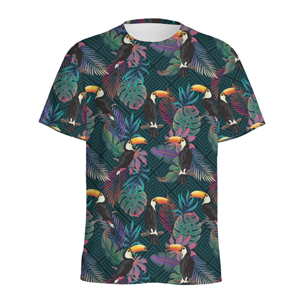 Exotic Tropical Toucan Pattern Print Men's Sports T-Shirt