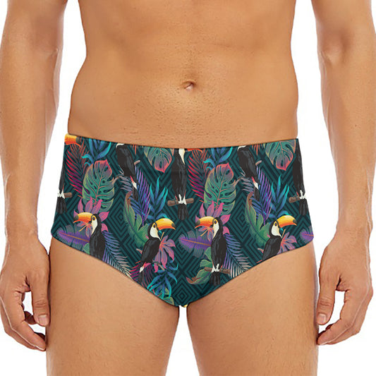 Exotic Tropical Toucan Pattern Print Men's Triangle Swim Briefs