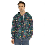 Exotic Tropical Toucan Pattern Print Men's Velvet Pullover Hoodie