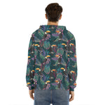 Exotic Tropical Toucan Pattern Print Men's Velvet Pullover Hoodie