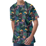 Exotic Tropical Toucan Pattern Print Men's Velvet T-Shirt