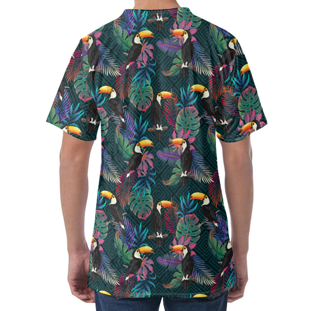 Exotic Tropical Toucan Pattern Print Men's Velvet T-Shirt