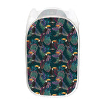 Exotic Tropical Toucan Pattern Print Mesh Laundry Hamper