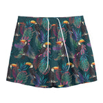 Exotic Tropical Toucan Pattern Print Mesh Shorts