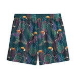 Exotic Tropical Toucan Pattern Print Mesh Shorts