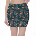 Exotic Tropical Toucan Pattern Print Pencil Mini Skirt