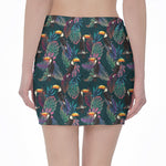 Exotic Tropical Toucan Pattern Print Pencil Mini Skirt