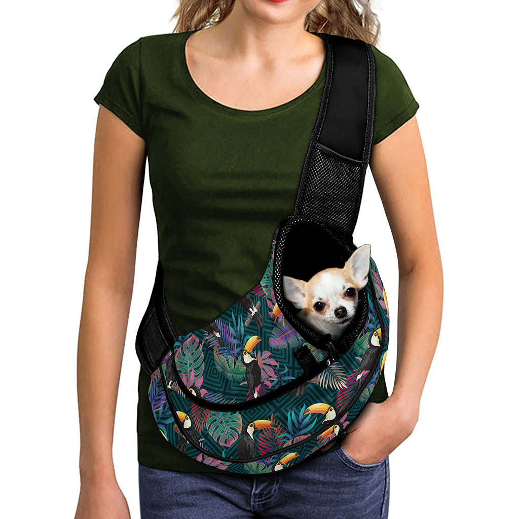 Exotic Tropical Toucan Pattern Print Pet Sling Carrier
