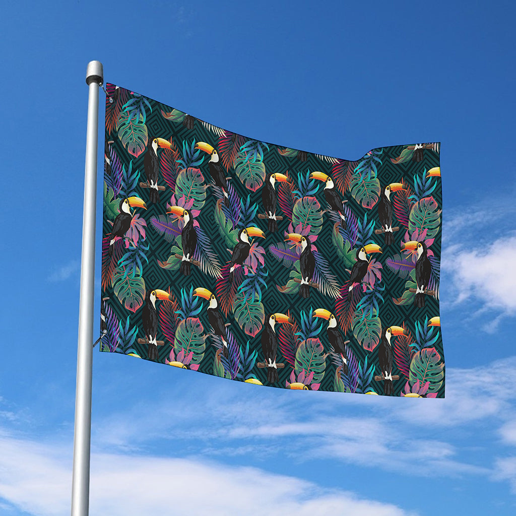 Exotic Tropical Toucan Pattern Print Polyester Flag