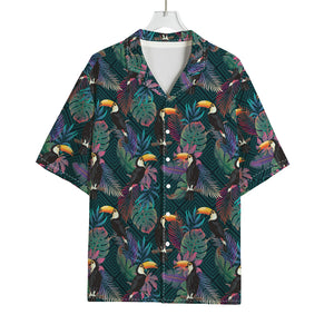 Exotic Tropical Toucan Pattern Print Rayon Hawaiian Shirt