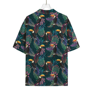 Exotic Tropical Toucan Pattern Print Rayon Hawaiian Shirt