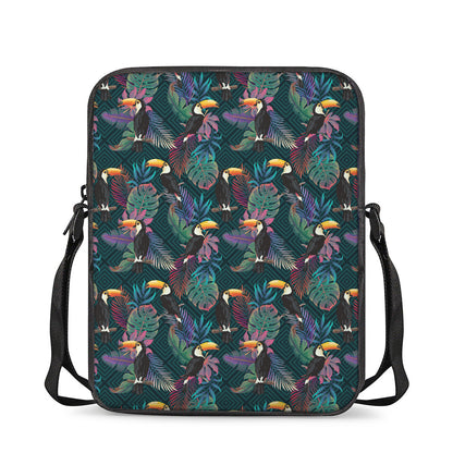 Exotic Tropical Toucan Pattern Print Rectangular Crossbody Bag