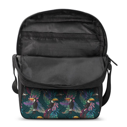 Exotic Tropical Toucan Pattern Print Rectangular Crossbody Bag