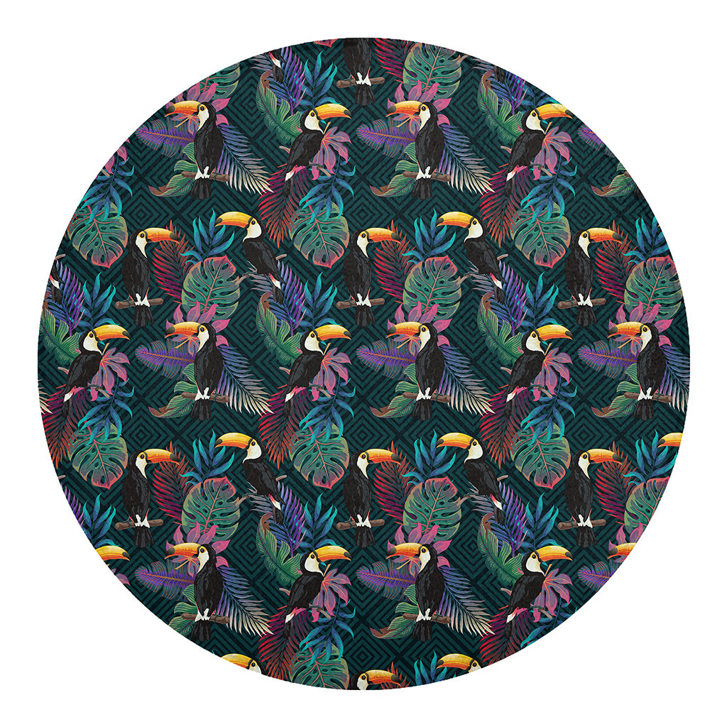 Exotic Tropical Toucan Pattern Print Round Blanket