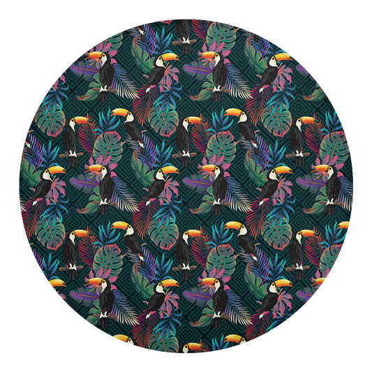 Exotic Tropical Toucan Pattern Print Round Blanket