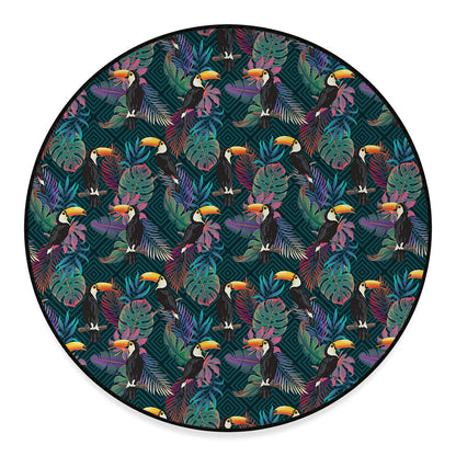 Exotic Tropical Toucan Pattern Print Round Floor Mat