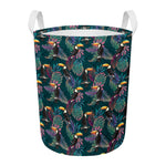 Exotic Tropical Toucan Pattern Print Round Laundry Basket