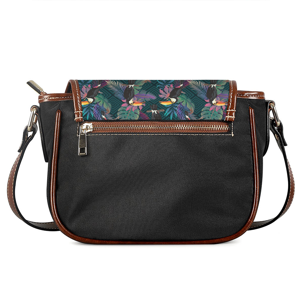 Exotic Tropical Toucan Pattern Print Saddle Bag