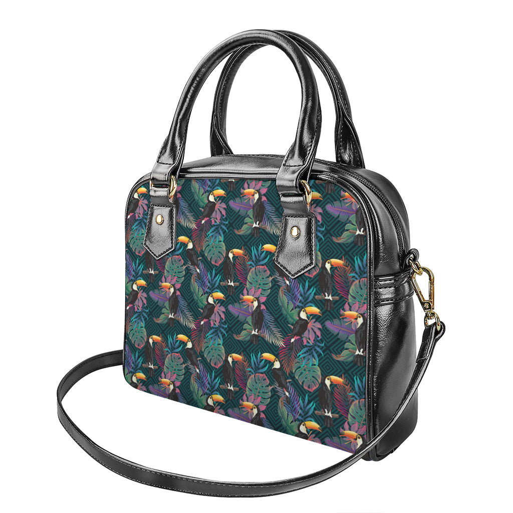 Exotic Tropical Toucan Pattern Print Shoulder Handbag