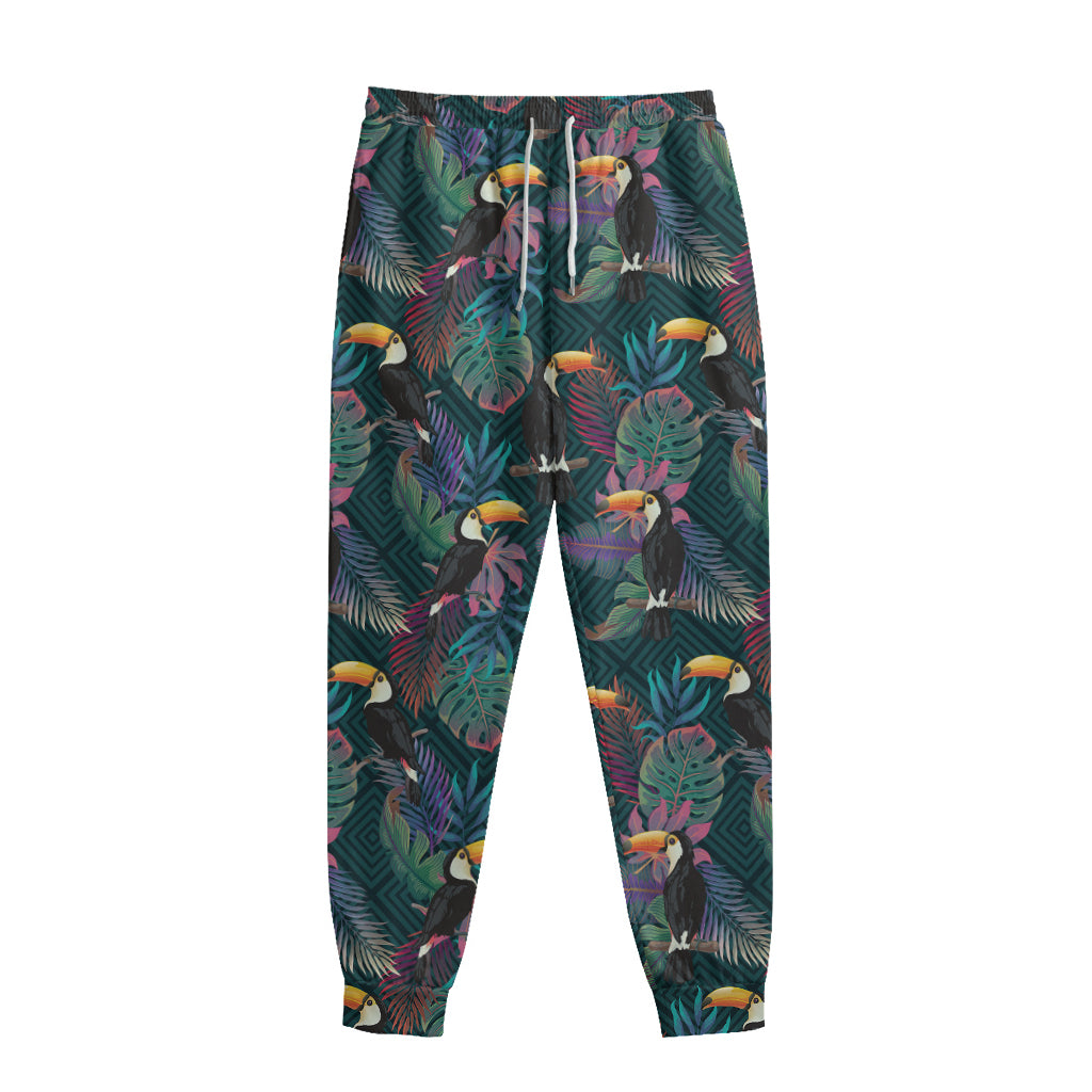 Exotic Tropical Toucan Pattern Print Sweatpants