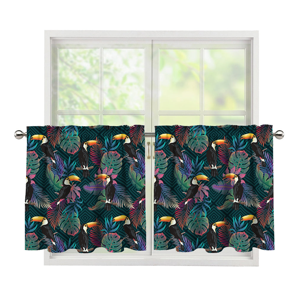 Exotic Tropical Toucan Pattern Print Tier Curtains