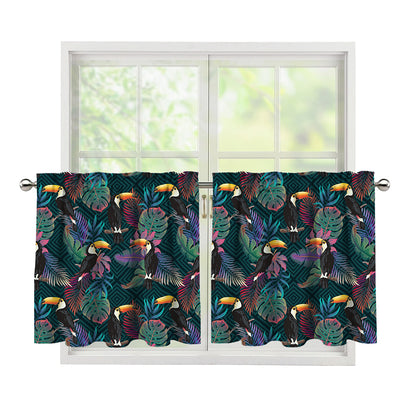 Exotic Tropical Toucan Pattern Print Tier Curtains